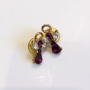 Vintage Purple And Gold Tone Angel Earrings